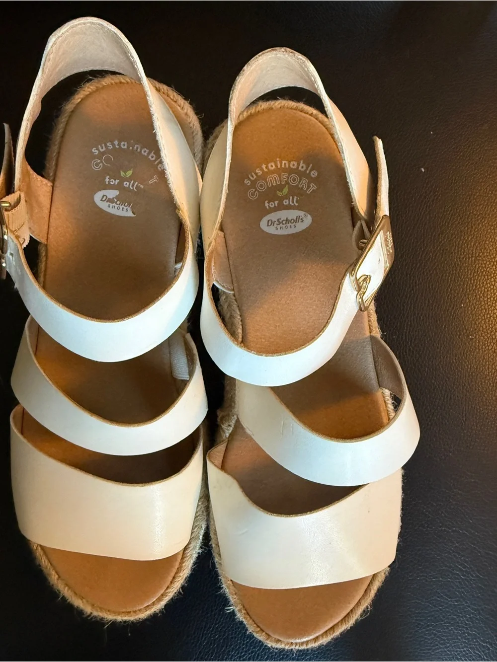 Women’s Dr Scholl’s  White Espadrille Platform Sandals - Classic Strappy Design